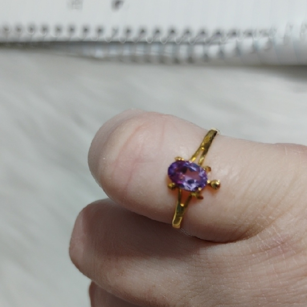 SALE! 10kt Solid Gold & 0.70 CTS Amethyst Stunning Turtle Ring - Picture 10 of 15